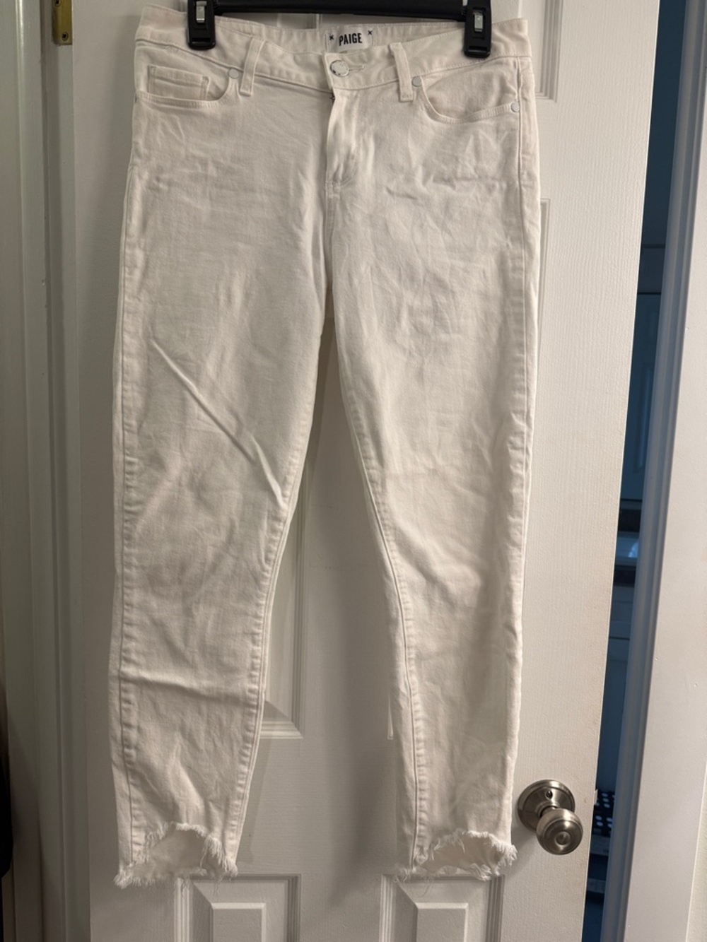 PAIGE White Raw Hem Skinny Jeans